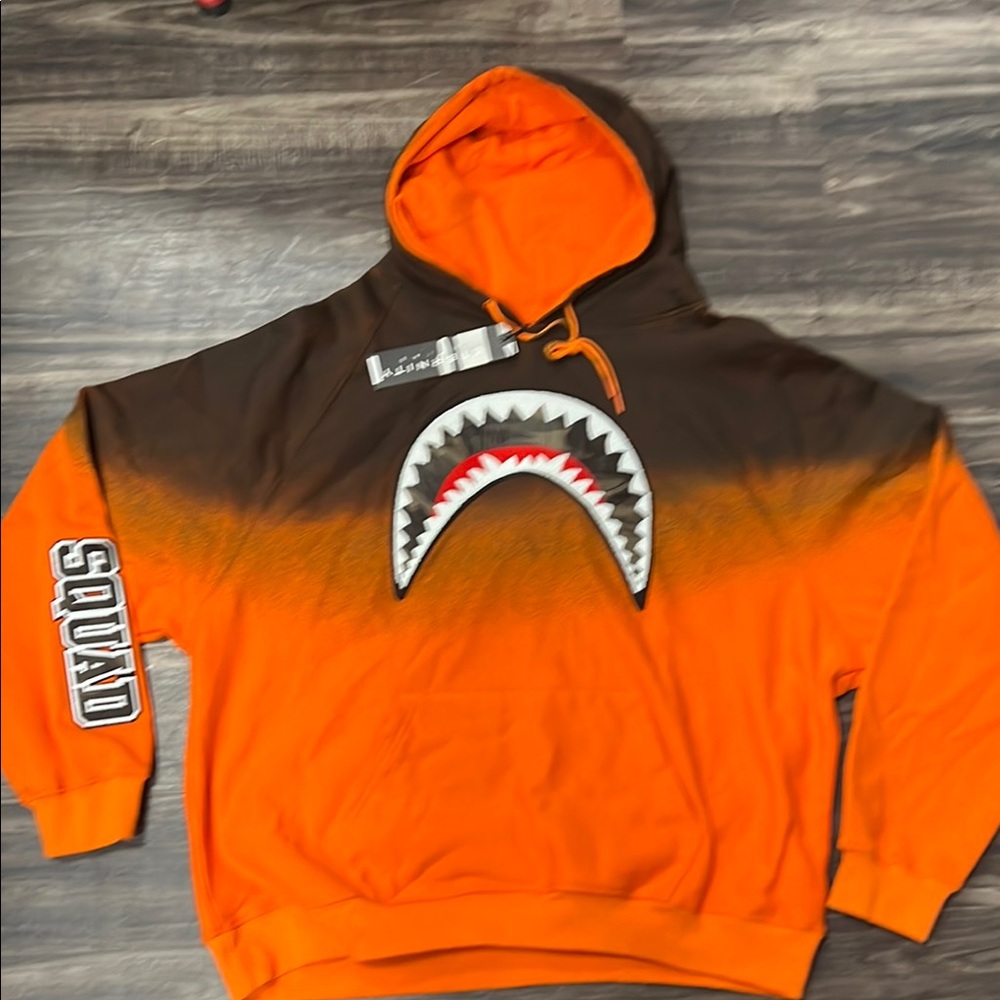 4XL Men’s Shark mouth Stylish Orange and Brown Hoodie new with tags